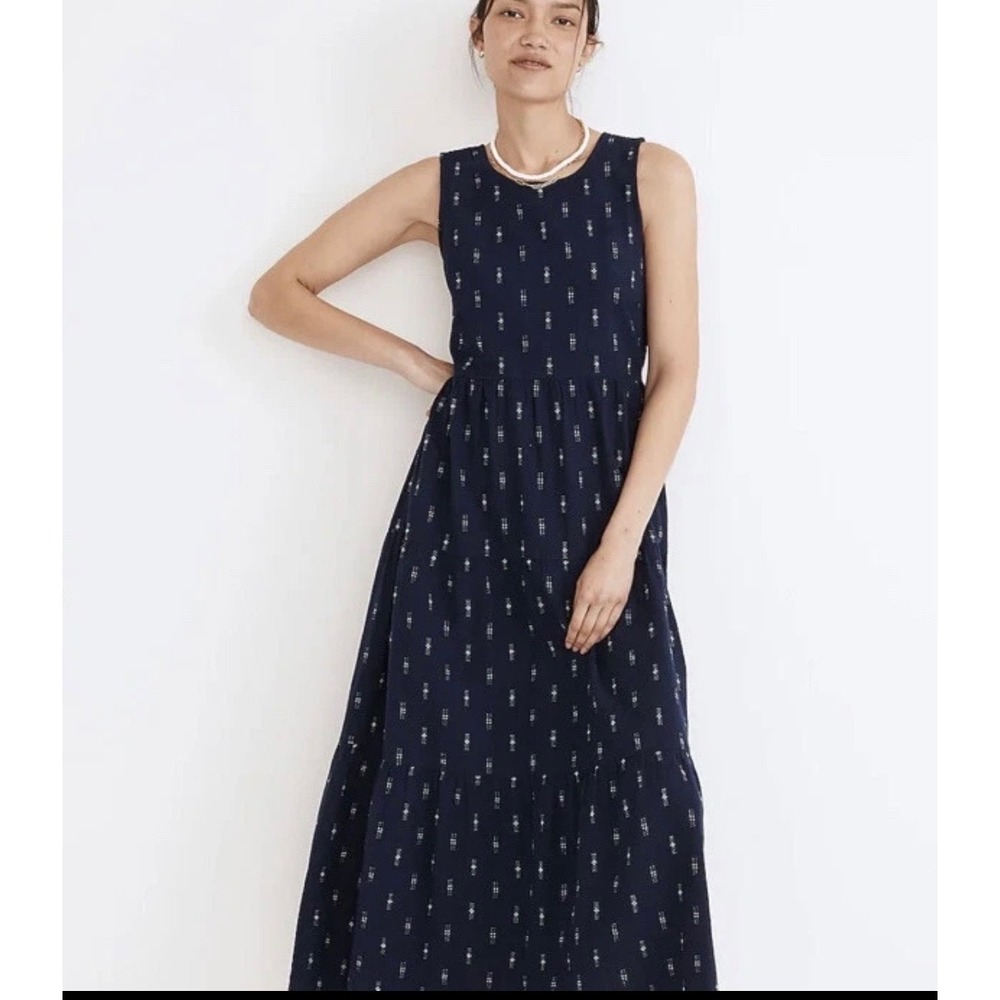 Madewell Cattail Cutout Tiered Maxi Dress XS Cotton Boho Cottagecore Sundress